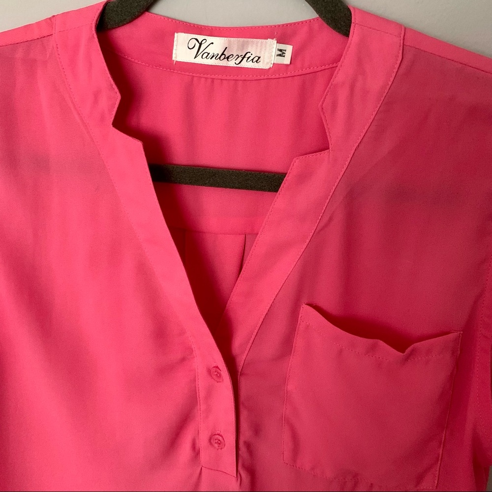 Pink V neck sleeveless blouse - Picture 6 of 6